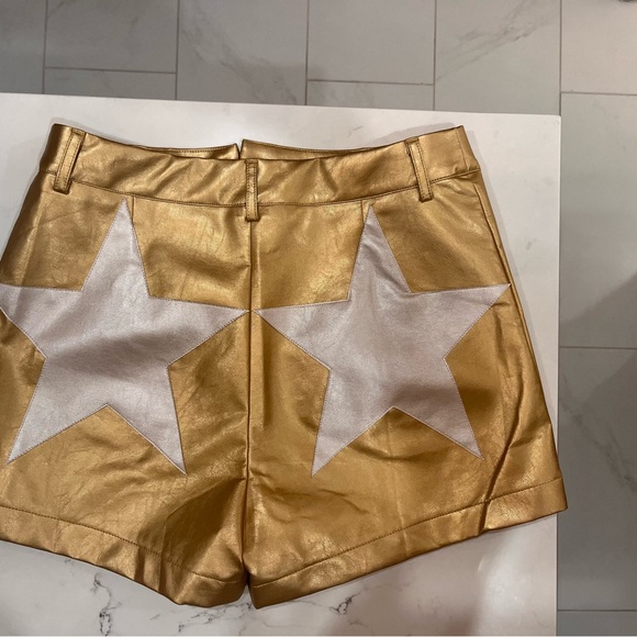 Sparkle City Vegan leather gold shorts size medium - Picture 5 of 8